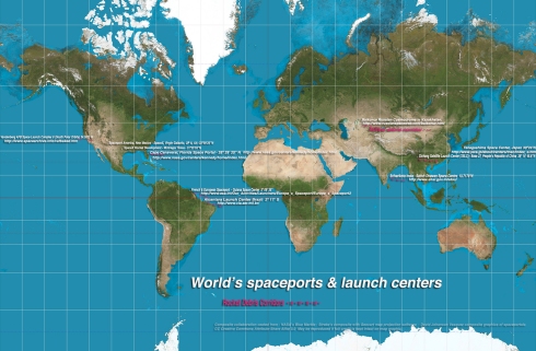 Global location & GPS coordinates of major spaceports & launch sites. ??? - Do you see any similarities in the geographic locations used for these launch sites? What advantages do these locations have regarding "Space Law?" For most rocket launches, which site has the greatest geographic advantage & why; which has the least advantage & why?