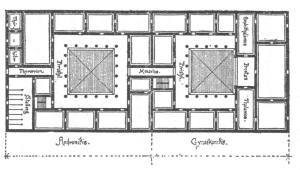 The floor plans from a Greek House - Vitruvius. Peterlewis - wikipedia project - image free to use with no copyright restriction